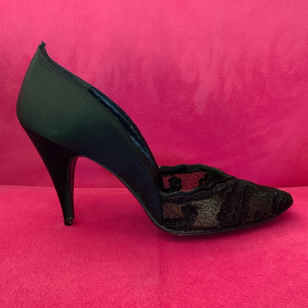 Vintage Stuart Weitzman Lace and Satin Heels